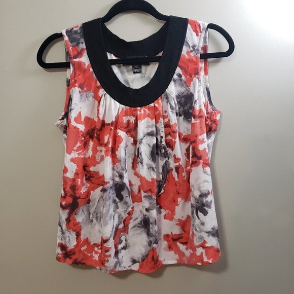 St John Silk Wool Red Watercolour Blouse Tank M - Picture 2 of 8